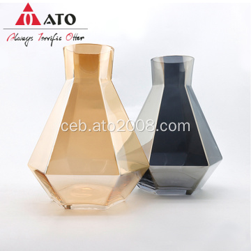 Ato Polygonal anggulo Smoky Grey / Amber Decanter Glass